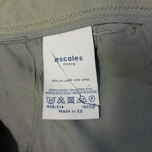 Escales Paris Casual Shorts Mens Olive Green 100% Linen Size 40 EU - Picture 6 of 13